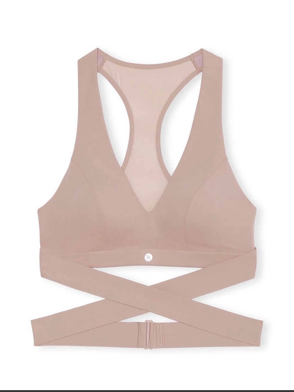 New Victoria's Secret Ballerina Wrap Racerback Mesh Sports Bra medium Tan NWT